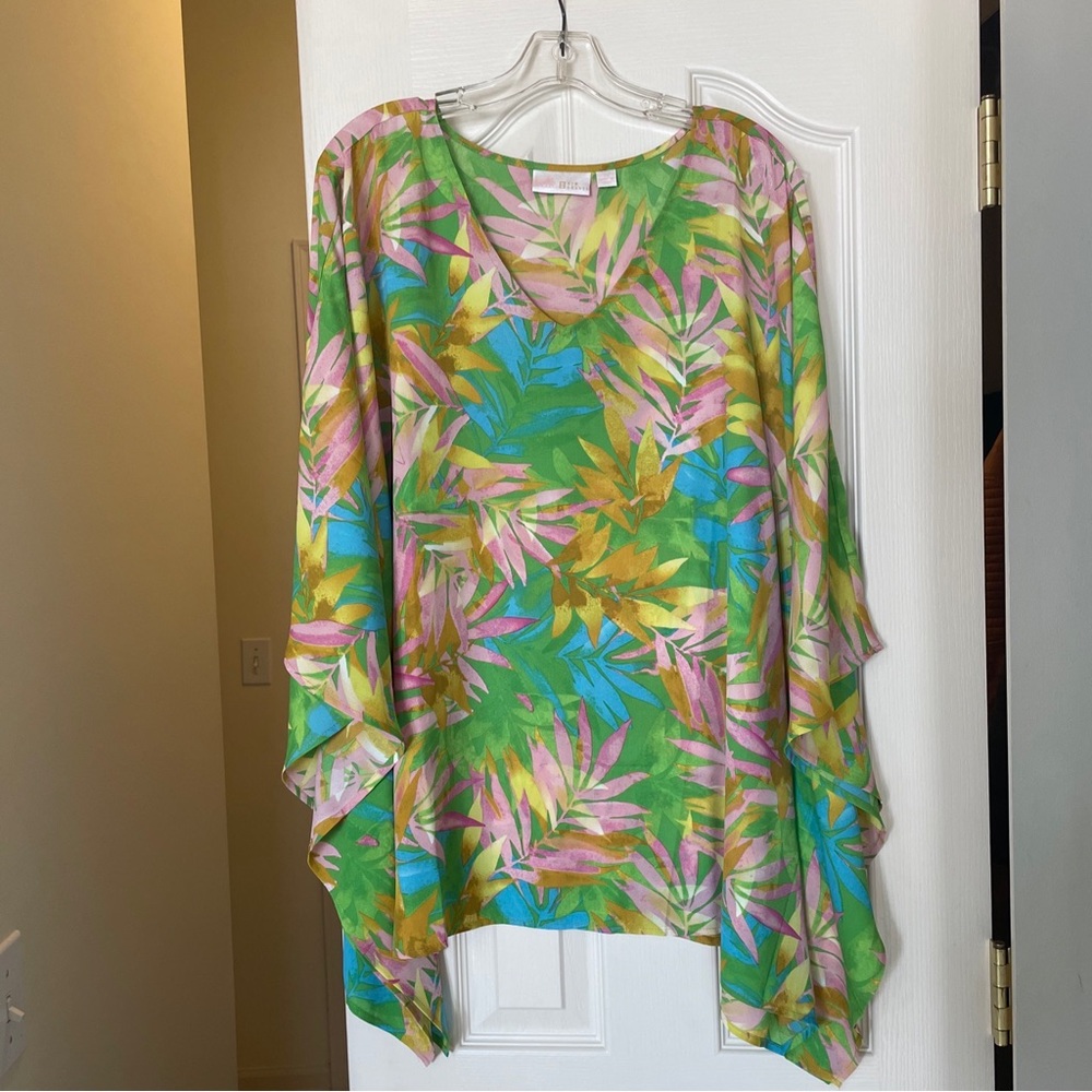 size 2X Belle by Kim Gravel Aloha poncho A596081 Hawaiian Palms